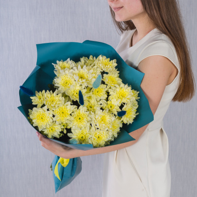 Букет кустовых хризантем с лагурусом N 47180