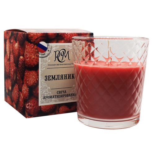 Свеча в стакане ЗЕМЛЯНИКА, 45 ч