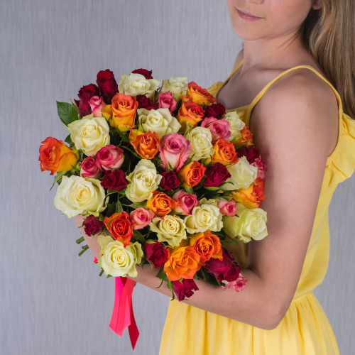 Букет из 51 Розы Кения МИКС арт. 7312