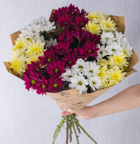 Букет из разноцветных хризантем арт. 35809